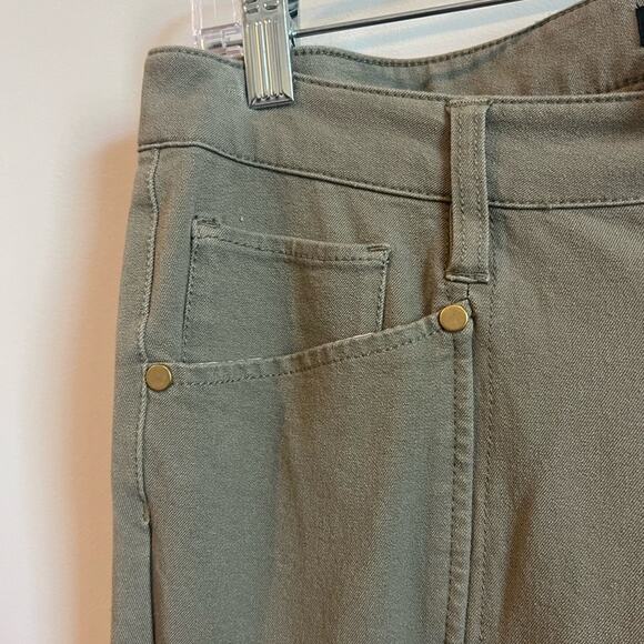 GILI Pants Women 10 Green Duel Stretch Front Slit Flare Boho Spring Western - Picture 7 of 10